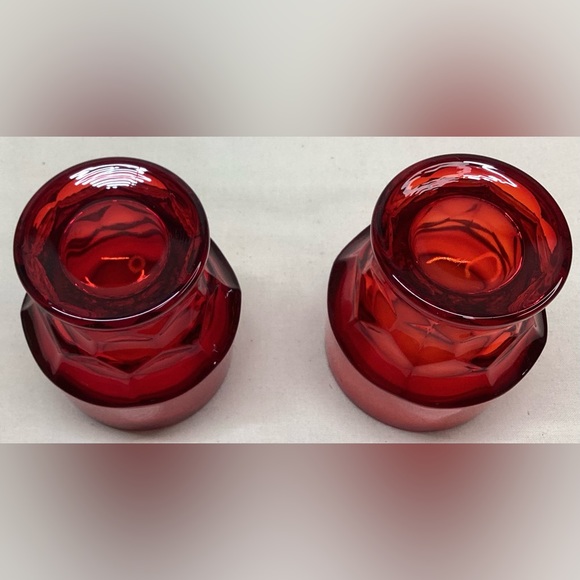 2 Viking Glass Ruby Red Georgian Flat Juice Tumblers 6 Oz - Picture 3 of 3